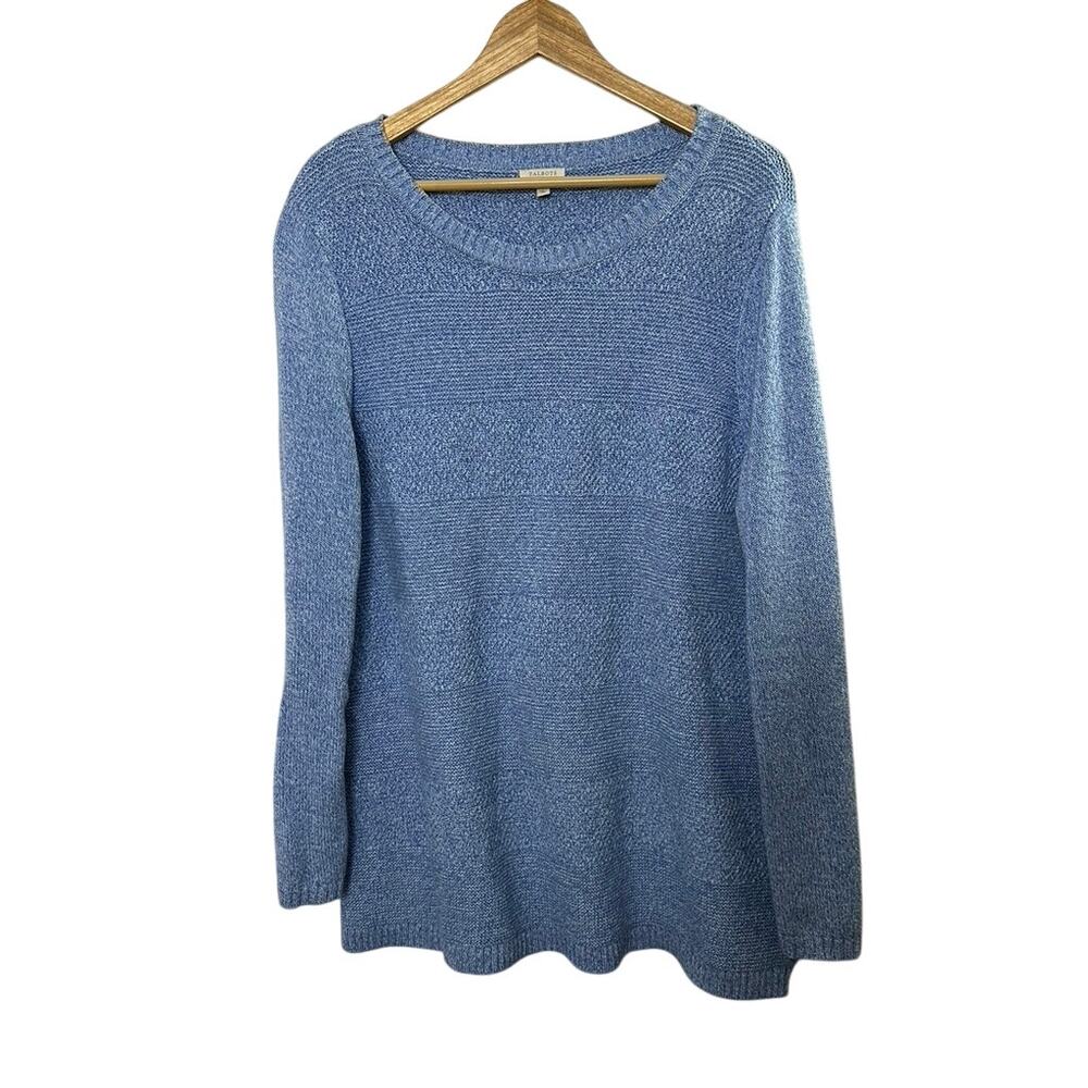 Talbots Blue Cotton Knit Long Sleeve Sweater Women's Size XL